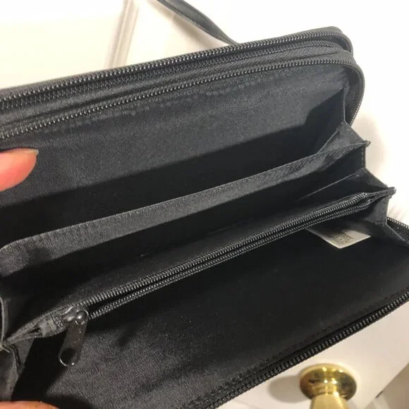 Longaberger wallet / shoulder bag, material is black corduroy and faux leather - Picture 8 of 11